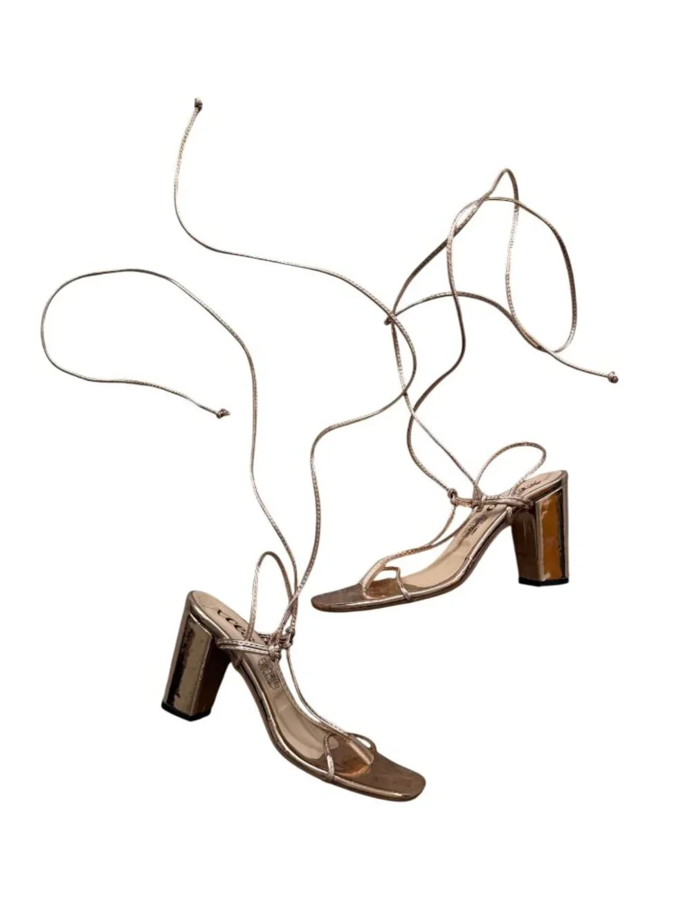 XCESO Rose Gold Lace Up Sandals Heels Size 38 / US 8